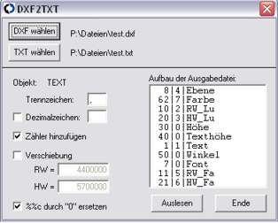VB6 Visual Basic DXF-Dateien analysieren Texte auslesen